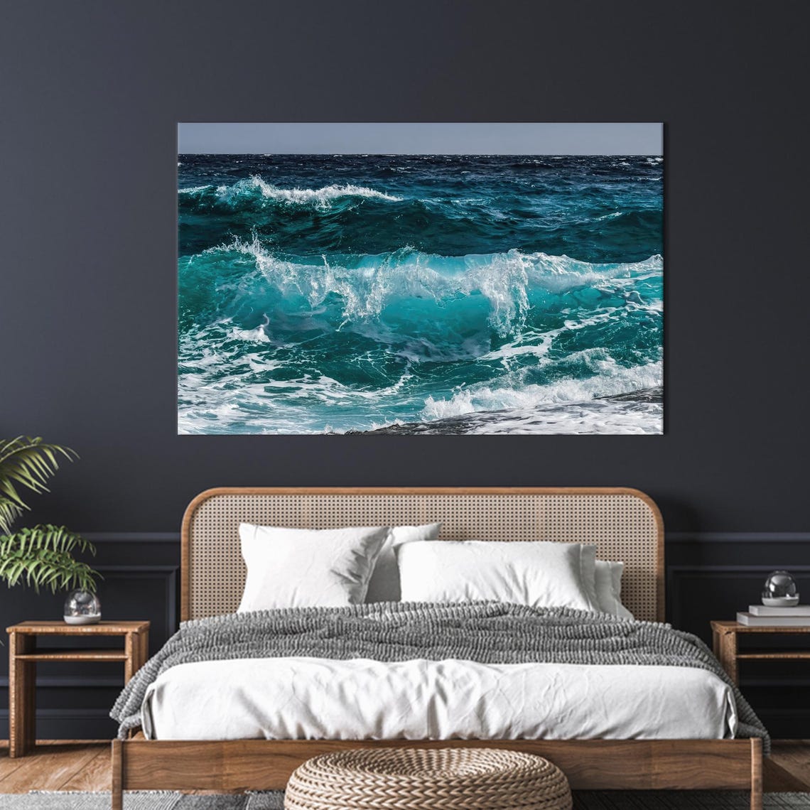 Turquoise Ocean Wave Surf Photography Coastal Beach Wall Poster