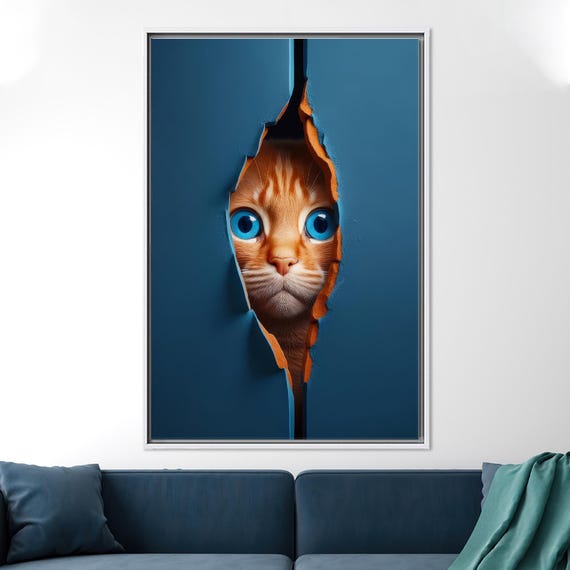 Blue Eyed Cat Modern Wall Art Print