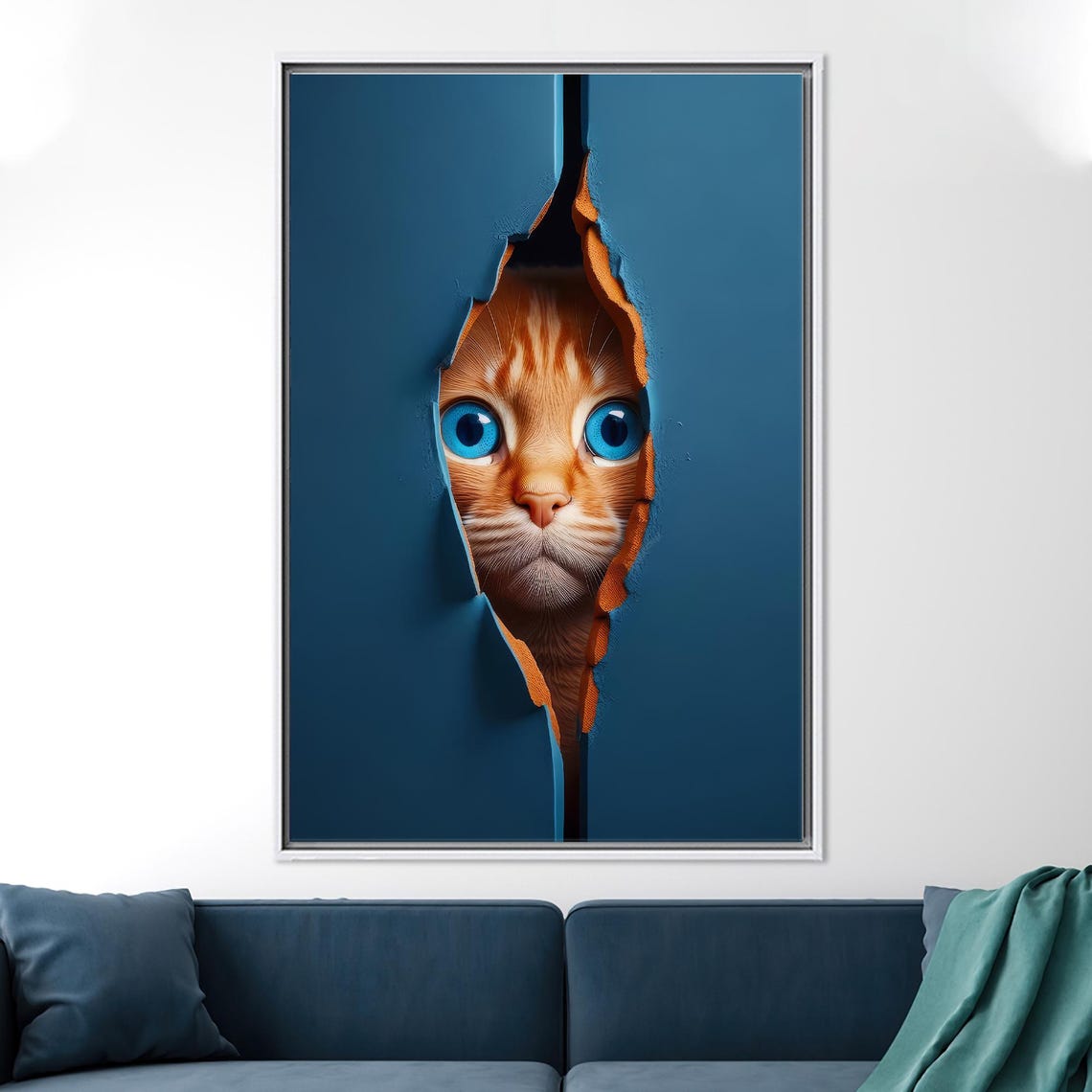 Blue Eyed Cat Modern Wall Art Print