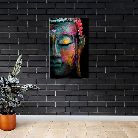 Buddha Wall Decor Baby Boy Gift Personalized Colorful Poster Hindu Art Modern Hanging Home Canvas
