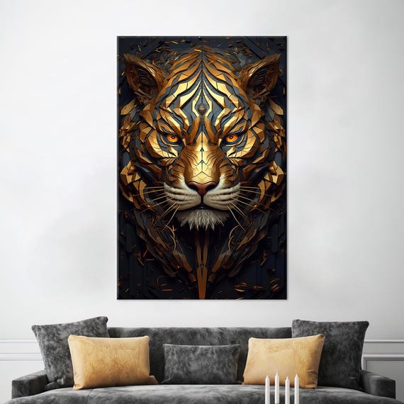 Abstract Tiger Canvas Art 3d Animal Design Wall Decor