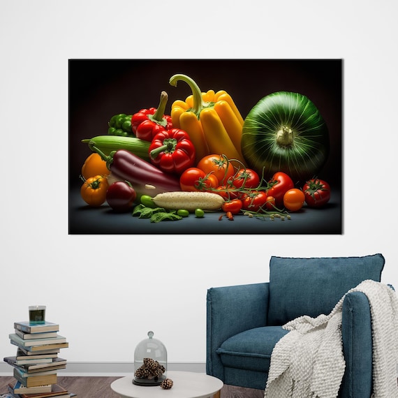 Vibrant Vegetable Still Life Bell Peppers Tomato Harvest Poster