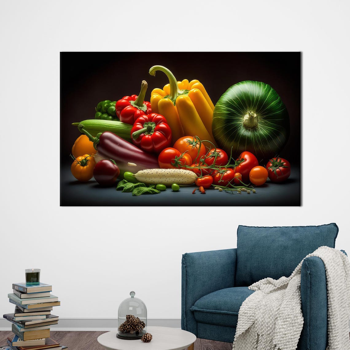 Vibrant Vegetable Still Life Bell Peppers Tomato Harvest Poster