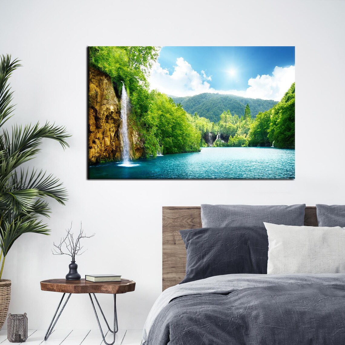 Tree View 3D Waterfall In Deep Forest Art Print