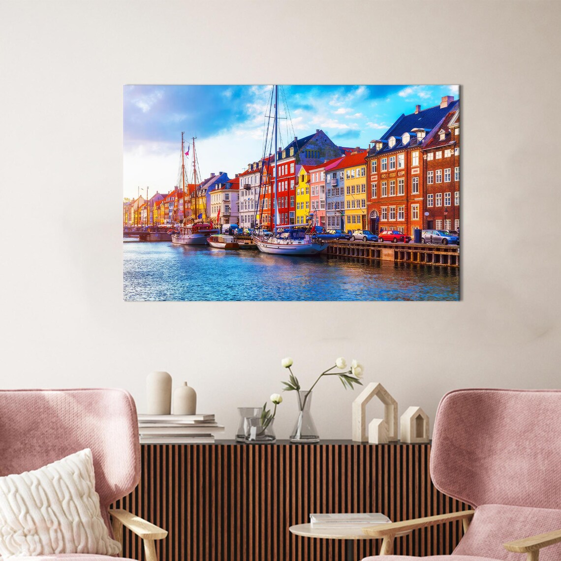 Copenhagen Travel Poster, Denmark Cityscape Wall Art