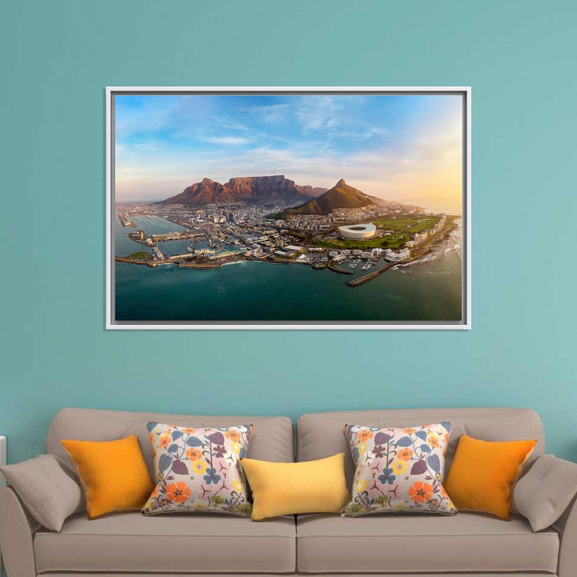 Cape Town Table Mountain Aerial Harbor Panoramic South Africa Poster