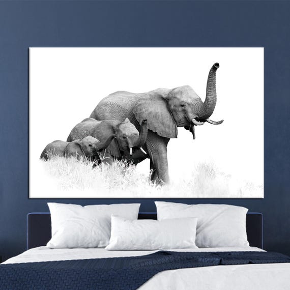 Elephant Canvas Art Modern Office Decor Animal Poster