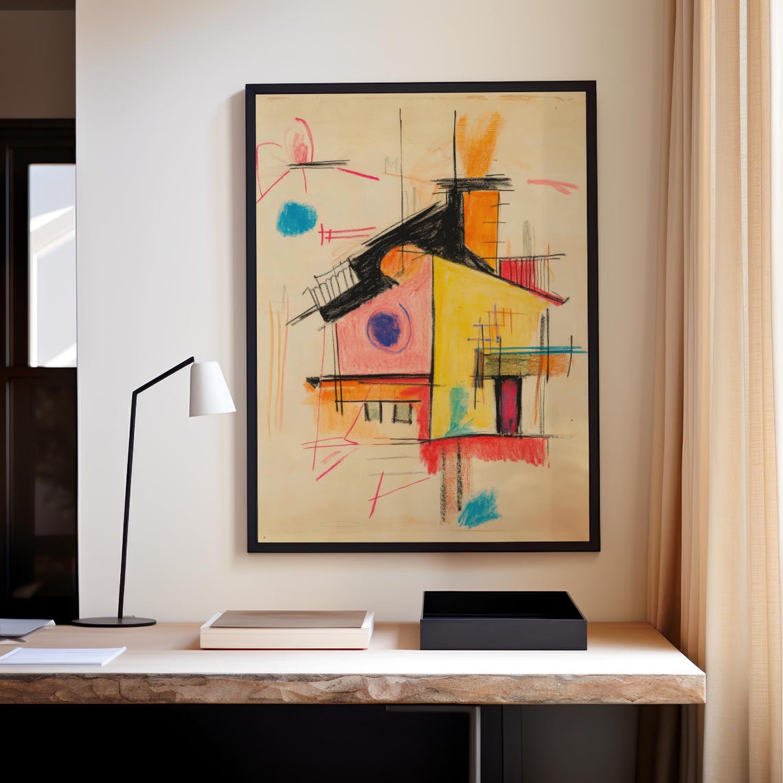 Colorful Modernist House Abstract Geometric Shapes Wall Art Poster - Image 5
