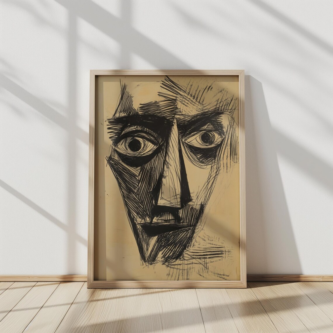 Lines Of Reflection Abstract Expressionist Face Wall Art Minimalist Black Ink Portrait Bold Line Art For Modern Home Decor