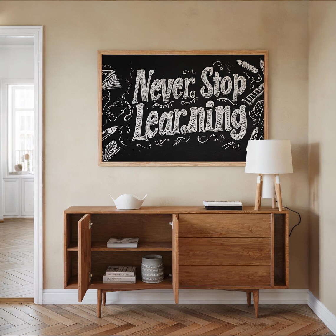 Never Stop Learning Chalkboard Quote Print Classroom Inspiration Wall Art Decor - Image 8