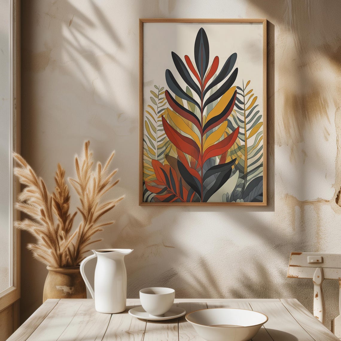 Warm Autumn Leaf Abstract Botanical Symmetric Earthy Tones Art Poster - Image 6