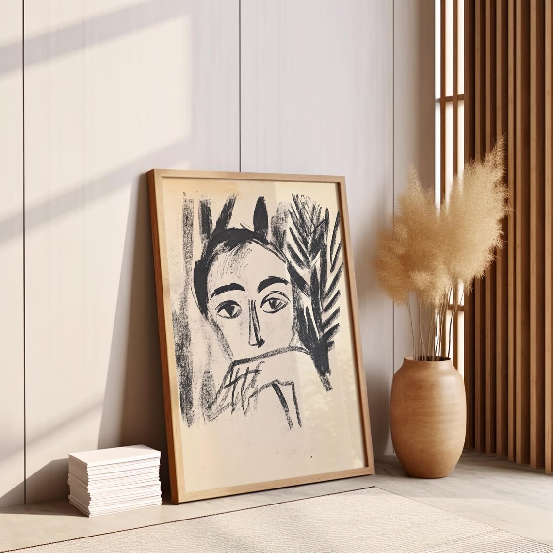 Reflective Woman Abstract Portrait Black Ink Modern Minimalist Poster - Image 3