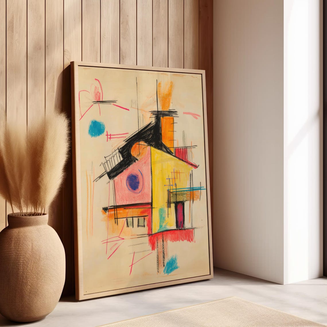 Colorful Modernist House Abstract Geometric Shapes Wall Art Poster - Image 8