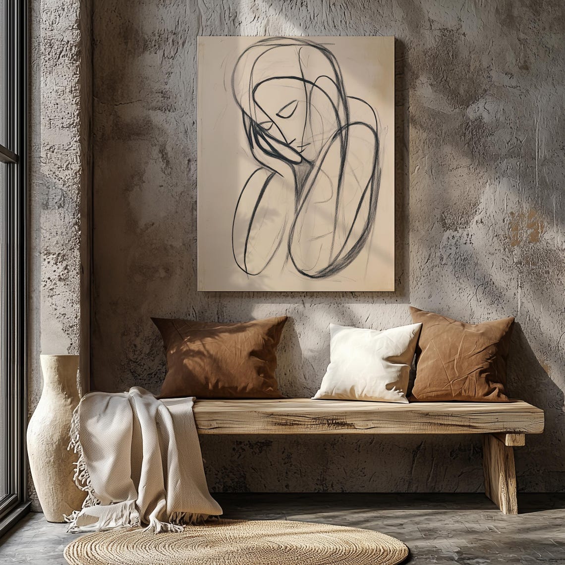 Resting Figure Minimalist Line Art Abstract Contour Drawing Poster - Image 6