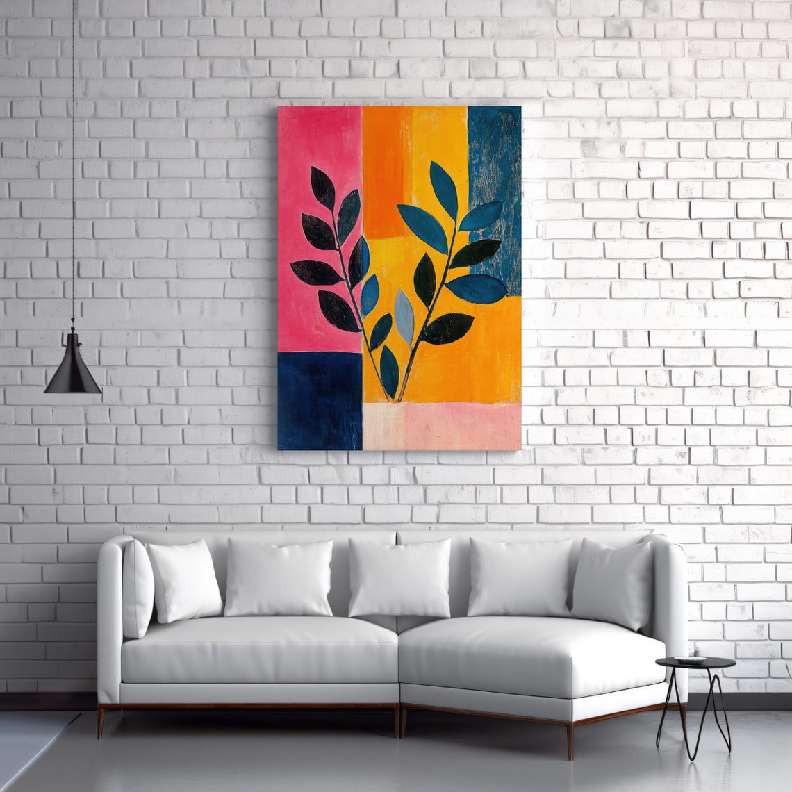 Colorblock Flora Bold Botanical Abstract Art Vibrant Geometric Plant Illustration Contemporary Wall Decor - Image 3