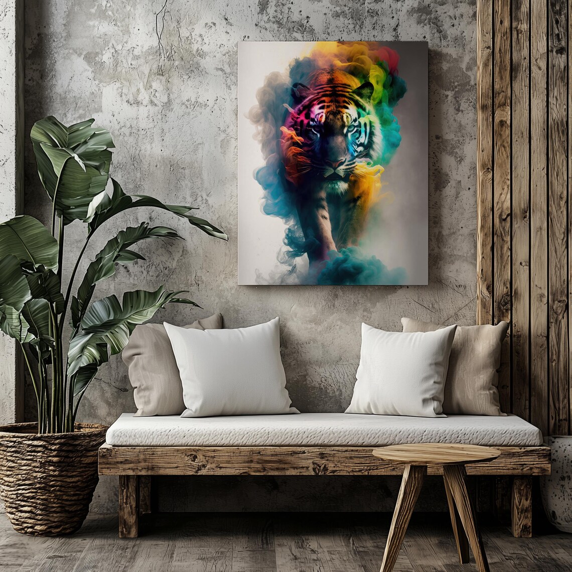 Majestic Tiger Rainbow Smoke Colorful Wild Animal Art Poster - Image 6