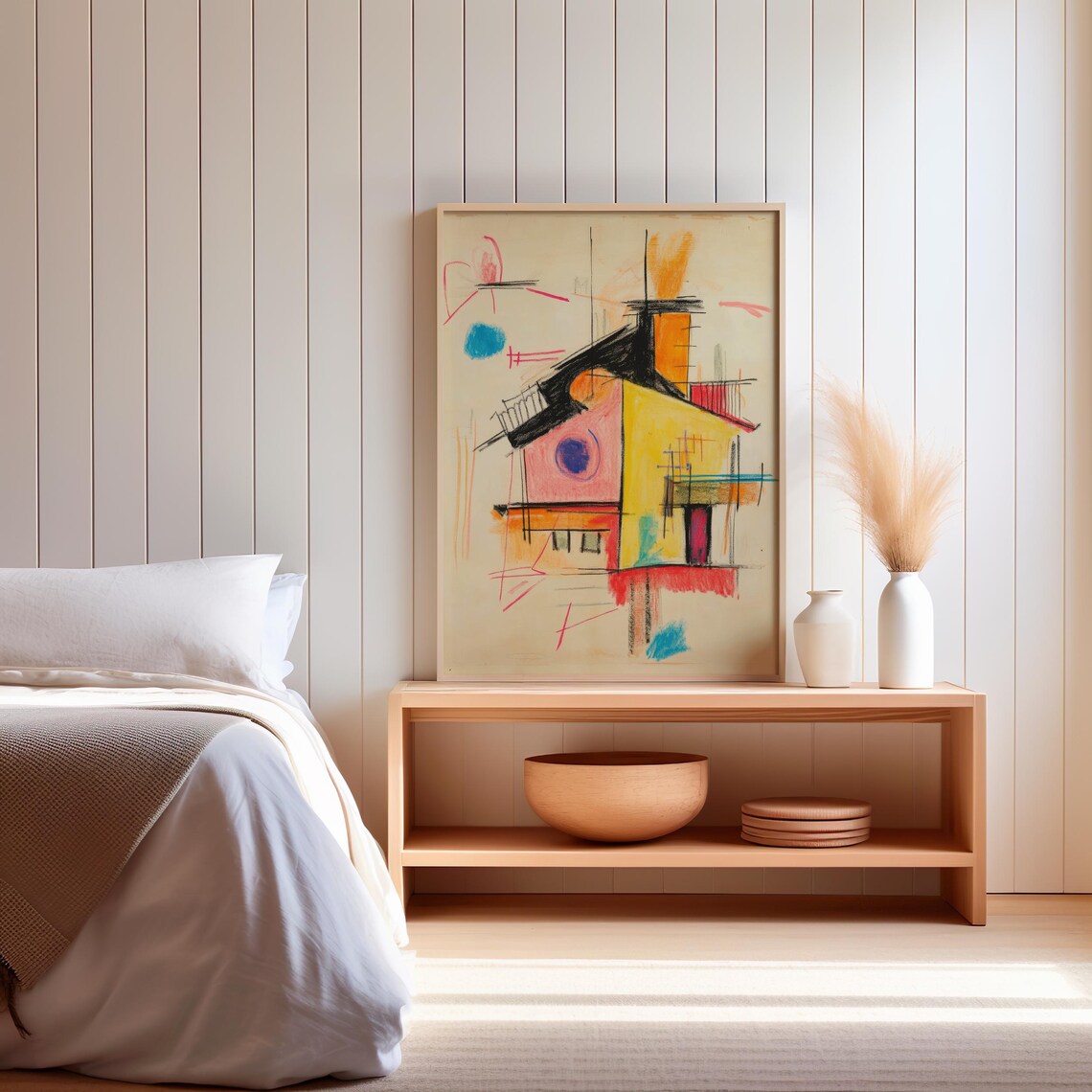 Colorful Modernist House Abstract Geometric Shapes Wall Art Poster - Image 2