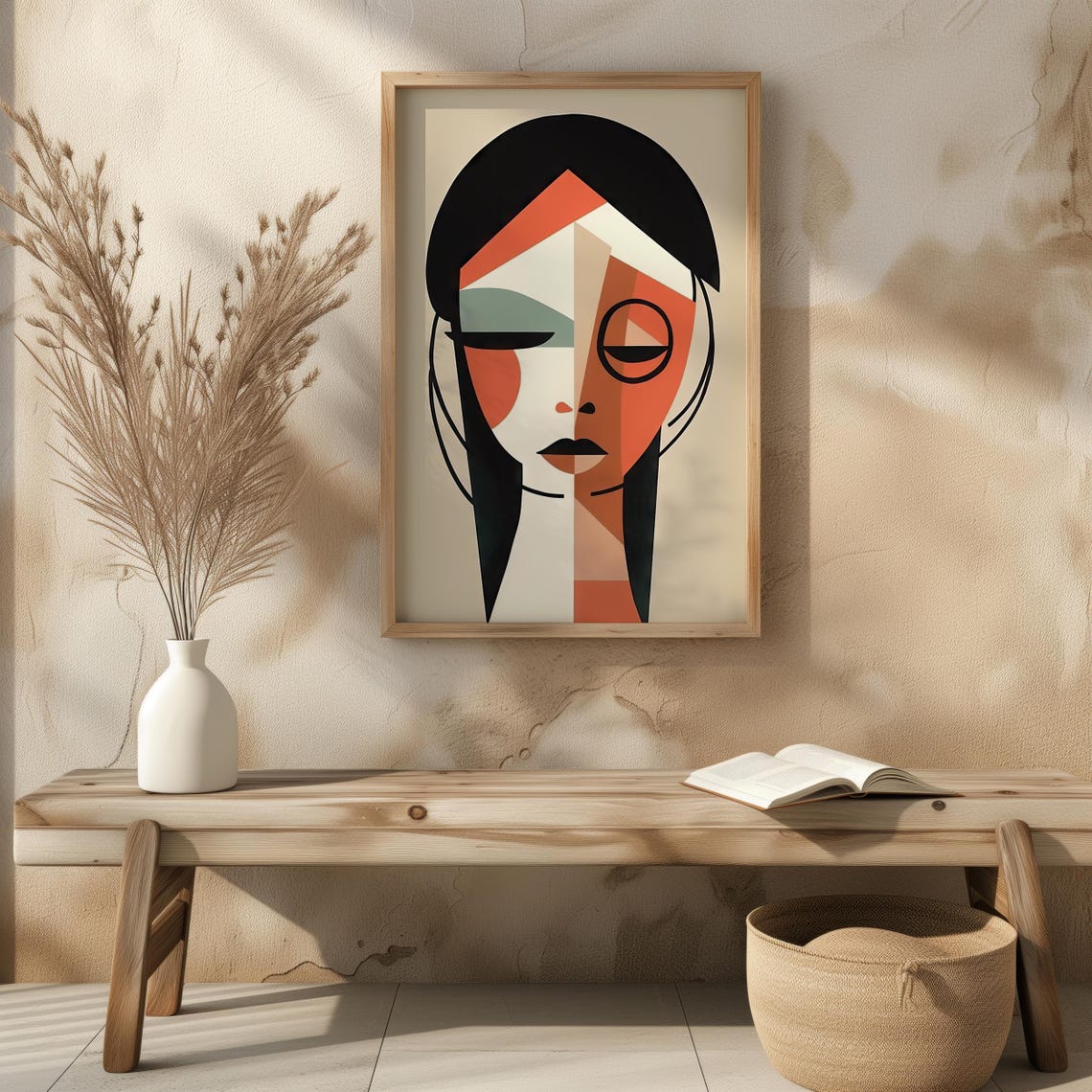Modern Geometric Portrait Art Minimalist Abstract Face Cubist Style Wall Art Contemporary Decor Ai Generated - Image 4