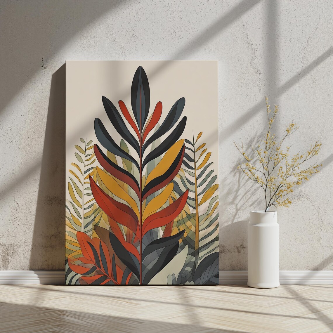 Warm Autumn Leaf Abstract Botanical Symmetric Earthy Tones Art Poster