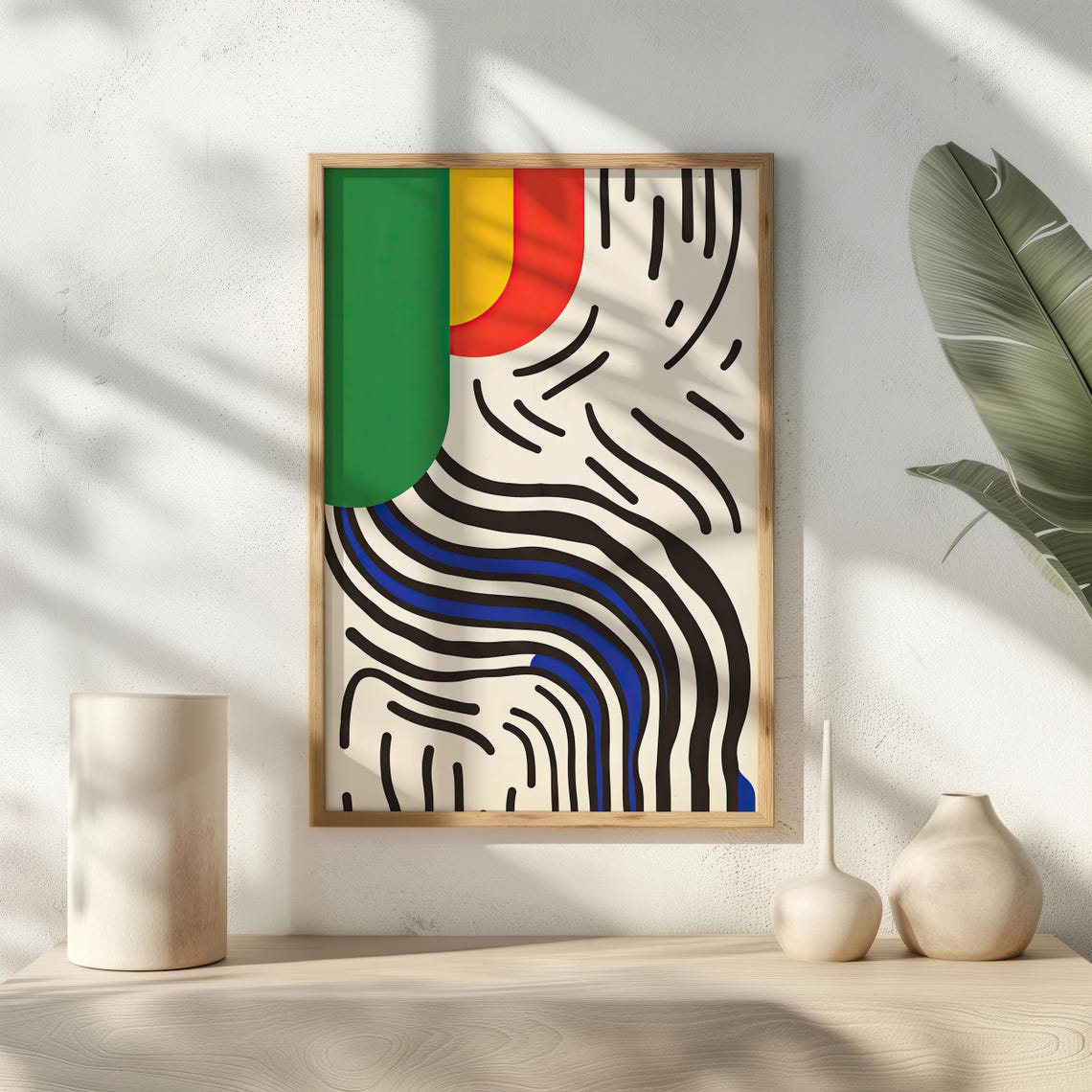Mid Century Modern Geometric Abstract Bold Color Lines Poster - Image 2