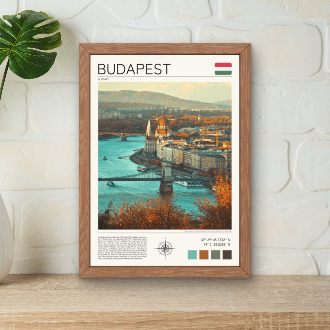 Budapest Hungary Danube River Parliament Cityscape Travel Poster