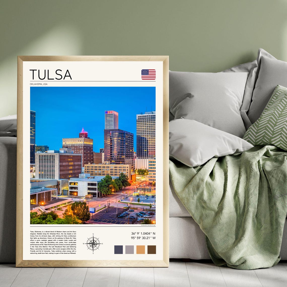 Tulsa Oklahoma Skyline Blue Hour Downtown City Lights Poster - Image 5