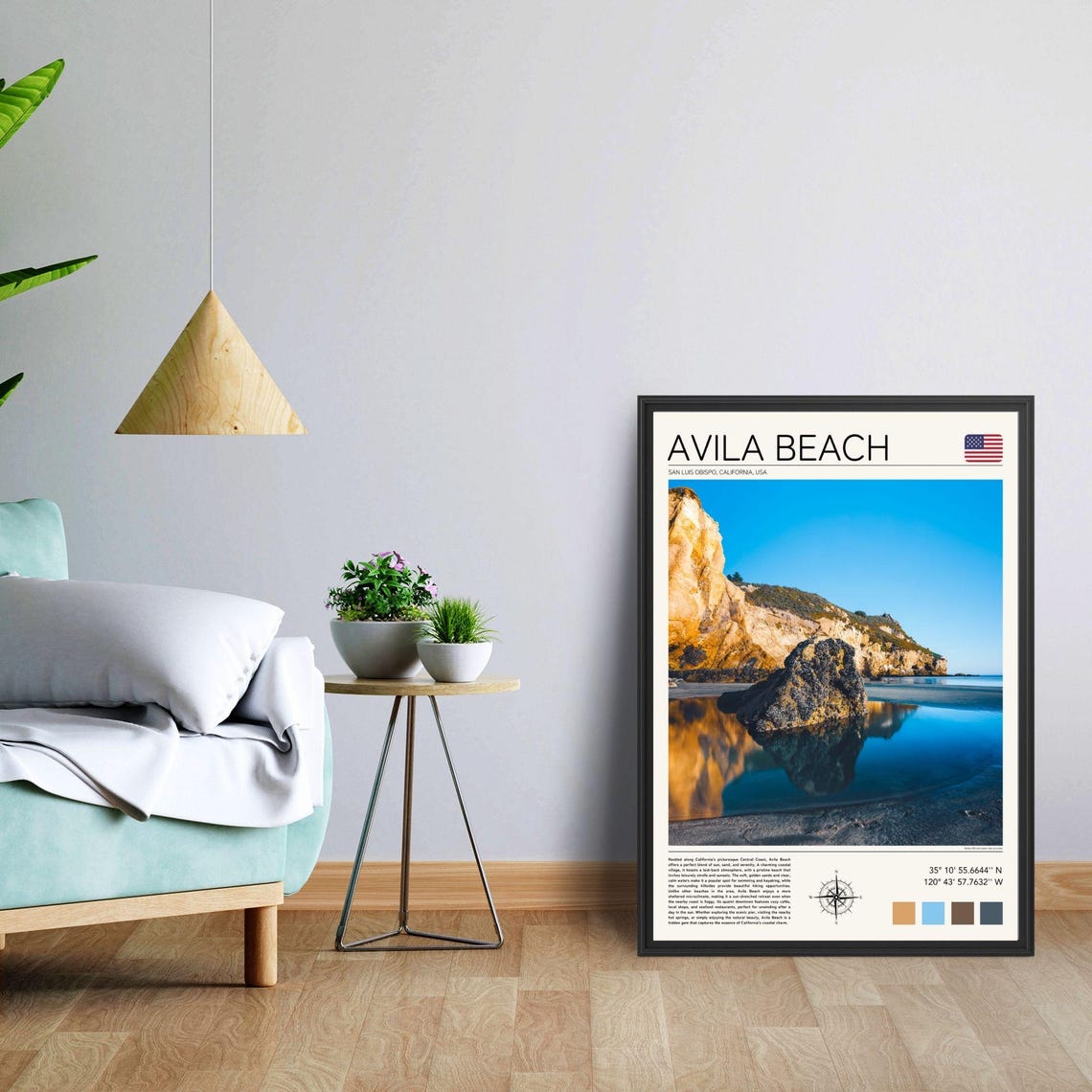 Avila Beach California Golden Cliffs Mirror Reflection Coast Poster - Image 4