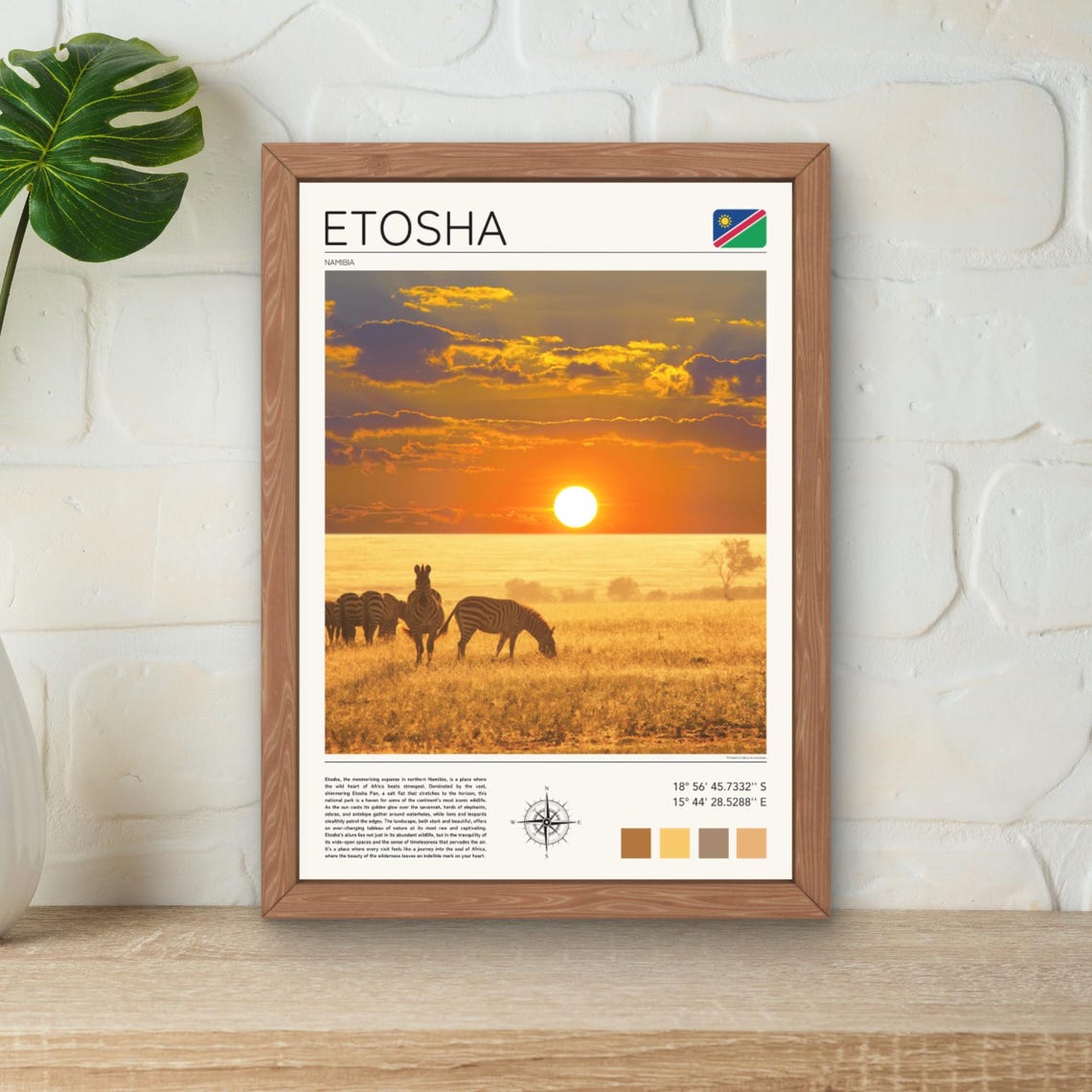Etosha Namibia Zebras at Sunset Golden Savanna Safari Poster