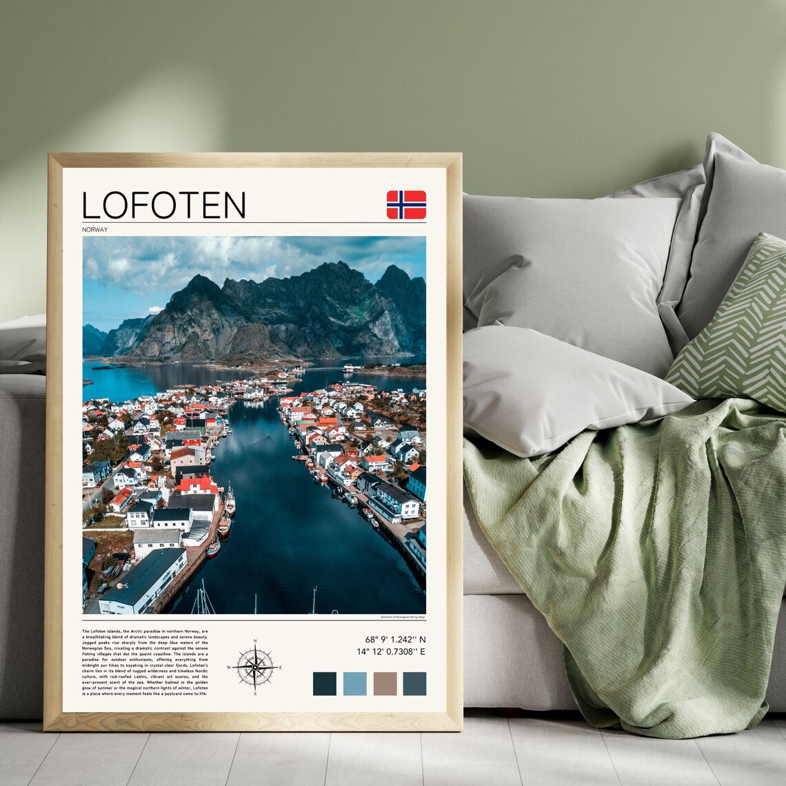 Lofoten Norway Fishing Village Fjord Mountains Arctic View Poster - Image 5