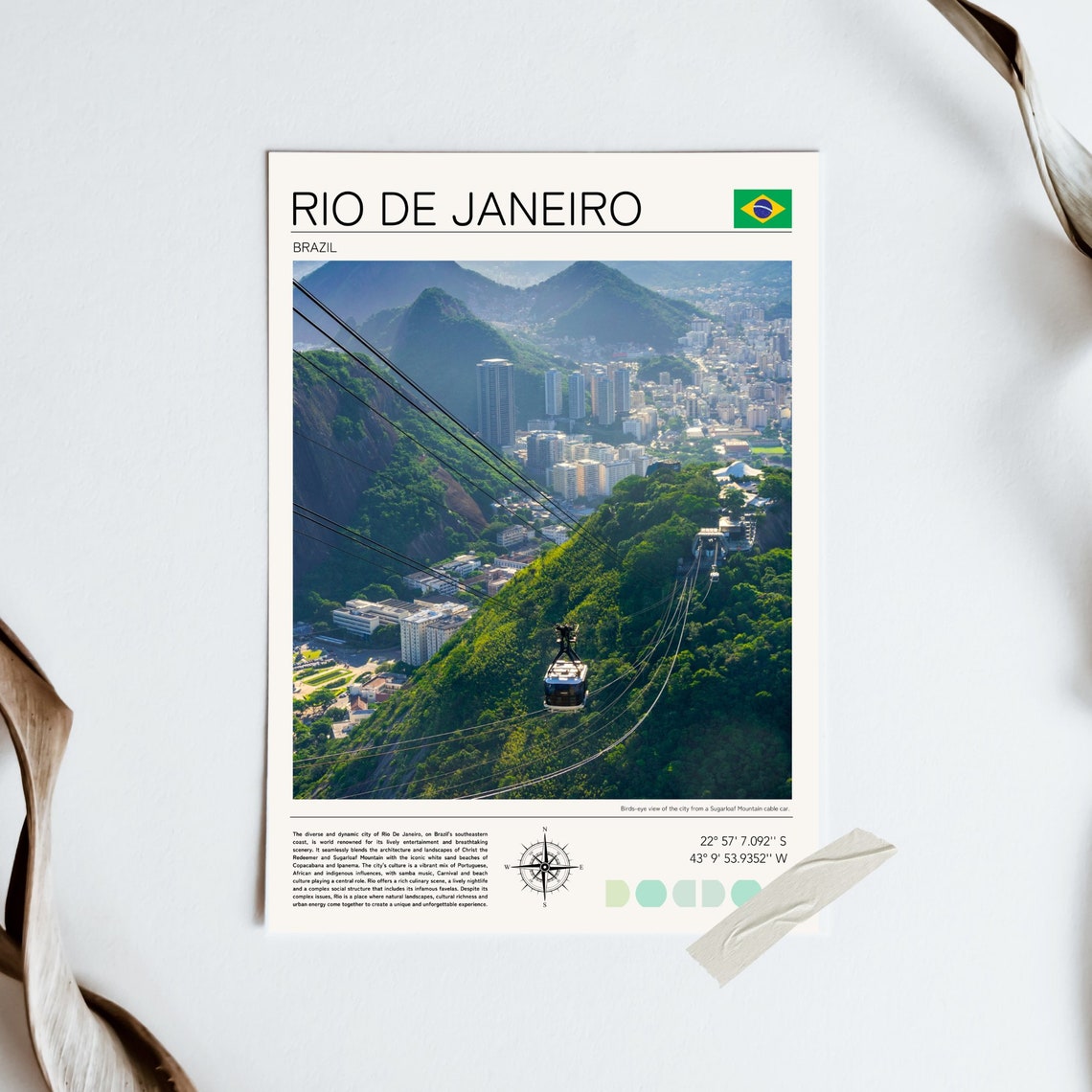 Rio de Janeiro Brazil Sugarloaf Cable Car City View Travel Poster - Image 5