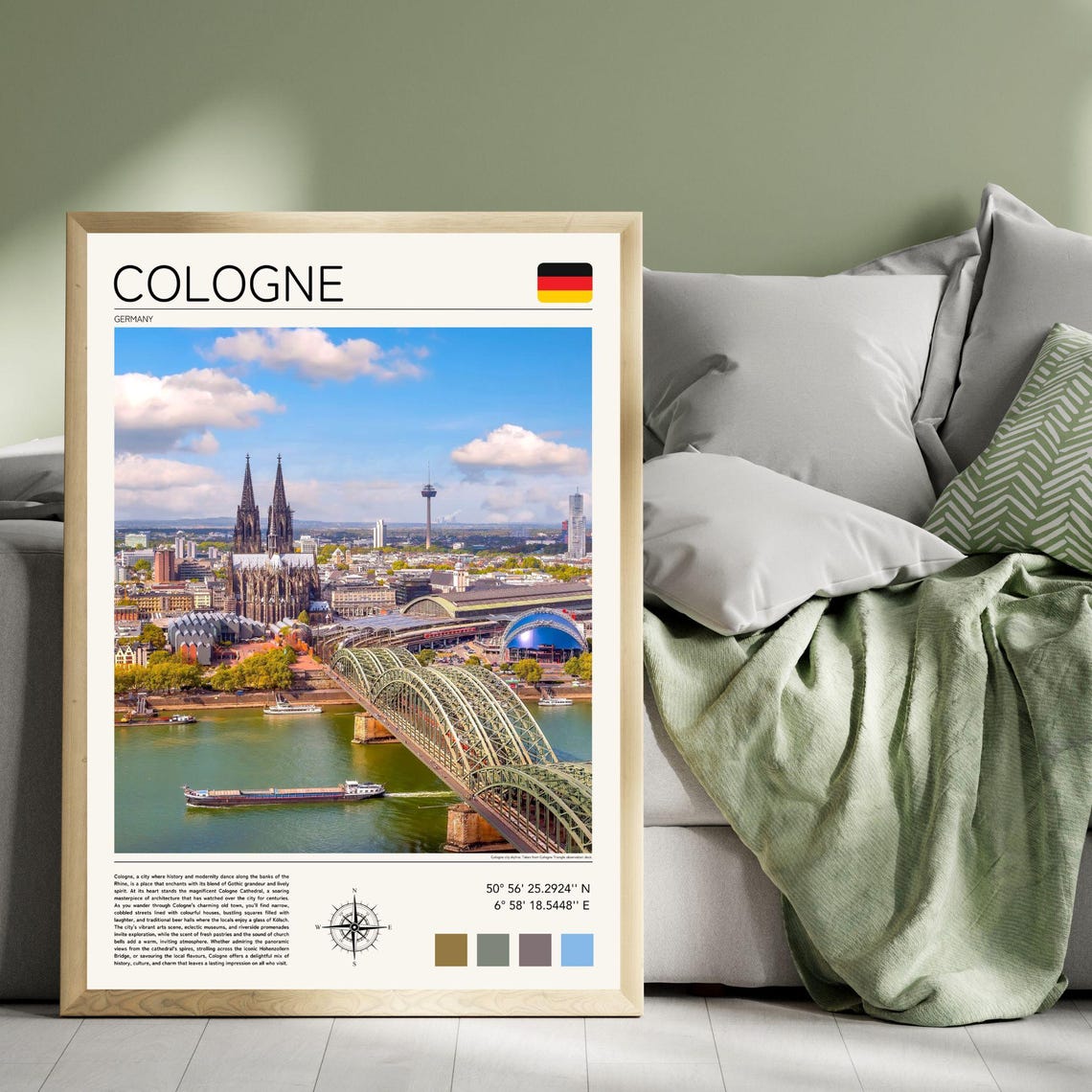Cologne Germany Cathedral Hohenzollern Bridge Rhine Skyline Poster - Image 4