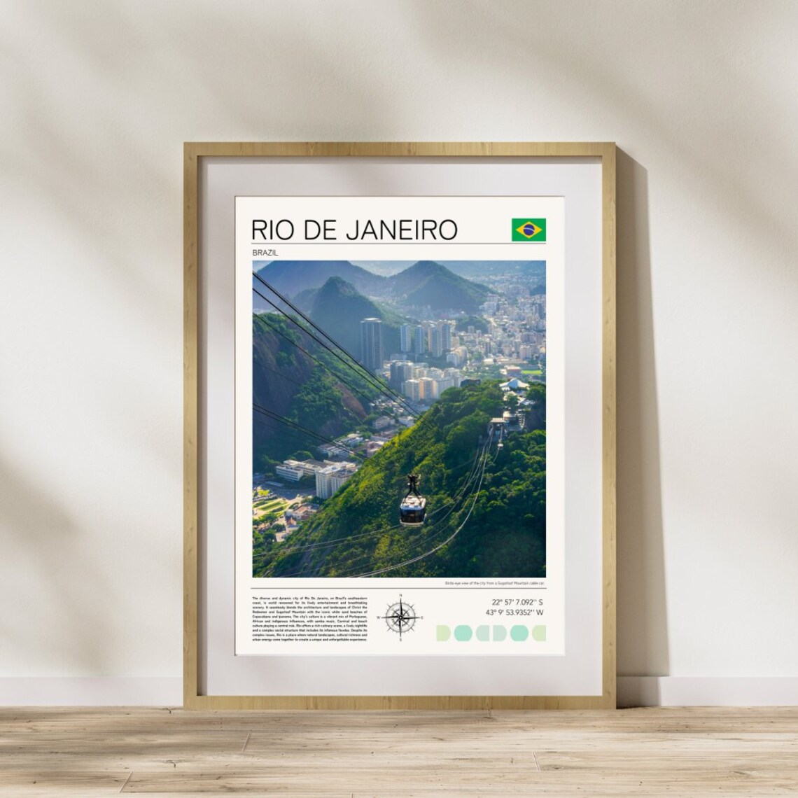 Rio de Janeiro Brazil Sugarloaf Cable Car City View Travel Poster - Image 2