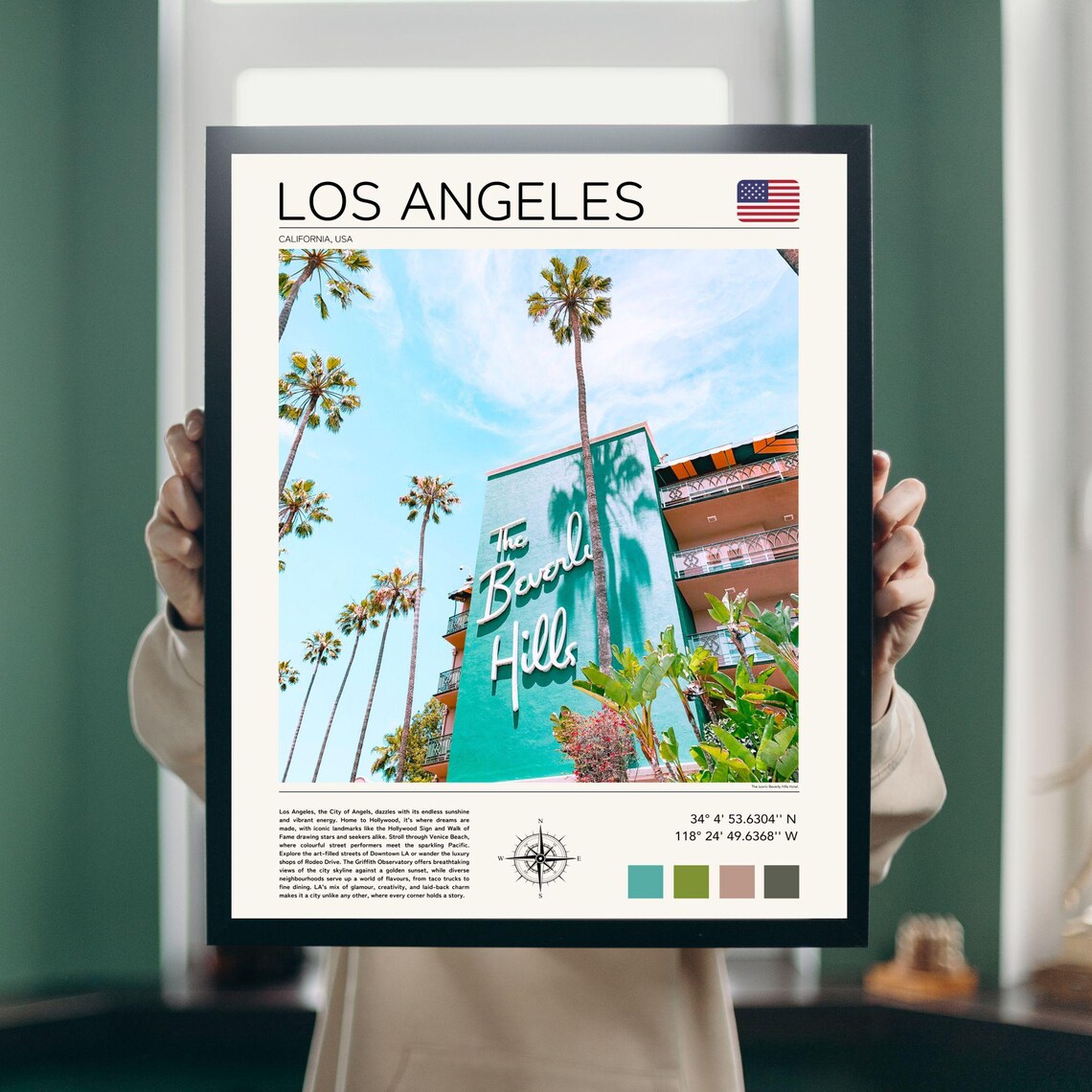 Los Angeles Beverly Hills Hotel Palms California Travel Poster - Image 3