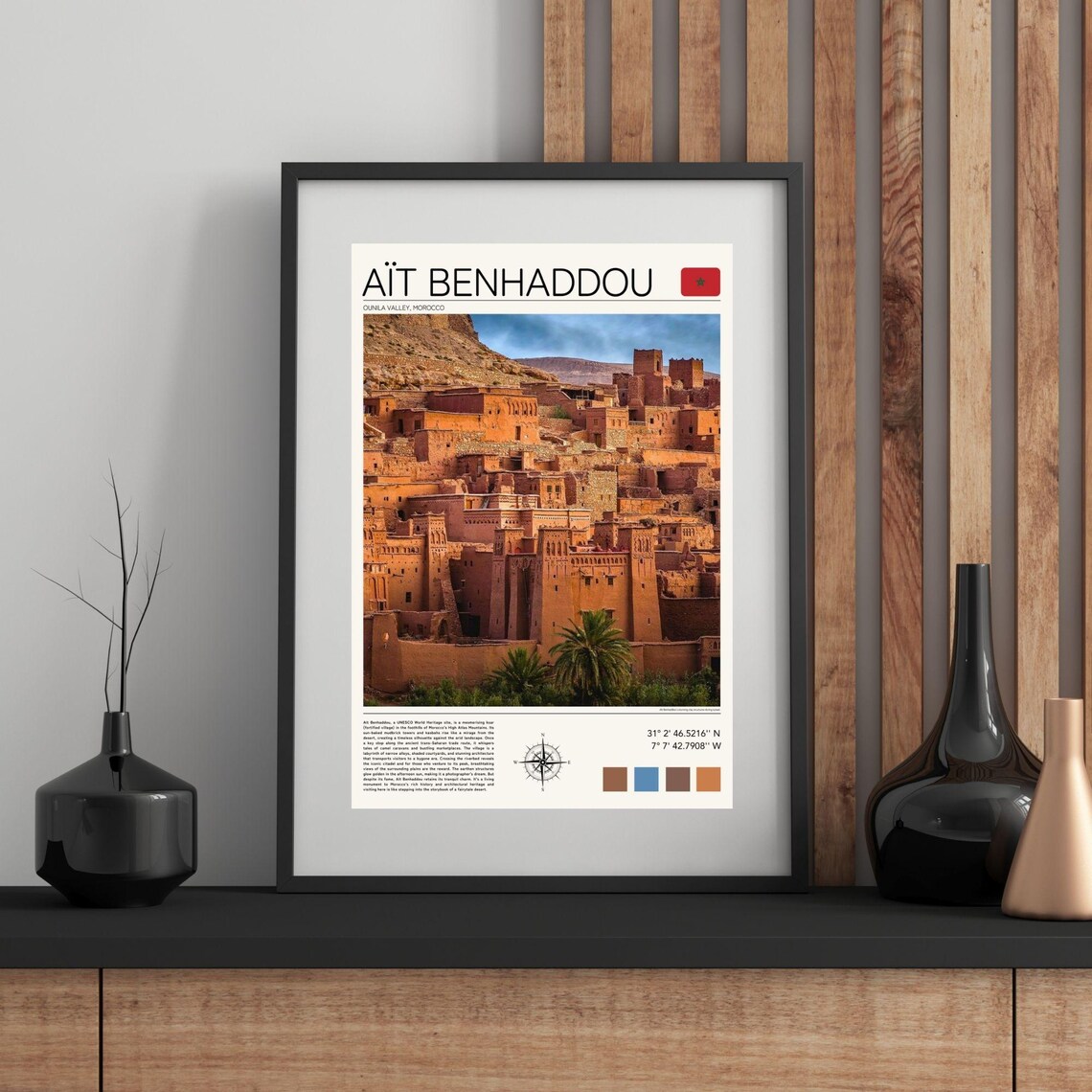 Ait Benhaddou Morocco Ounila Valley Kasbah Desert Fortress Poster - Image 2