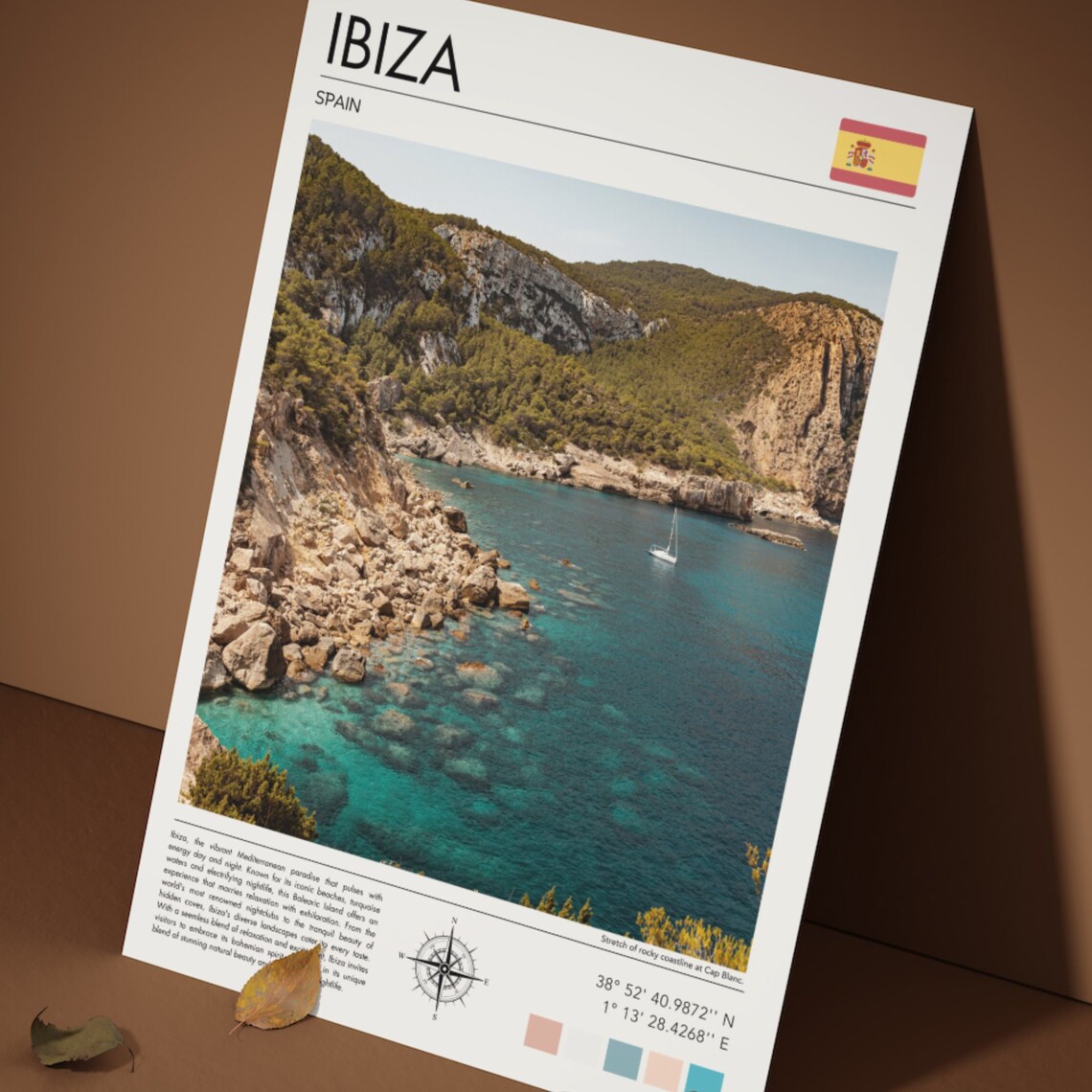 Ibiza Spain Cap Blanc Rocky Coastline Turquoise Cove Travel Poster - Image 4