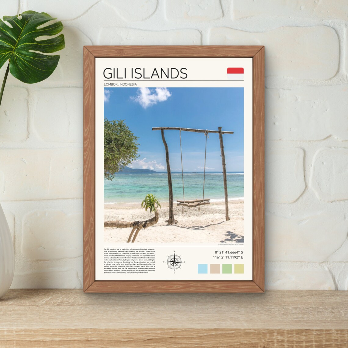 Gili Islands Travel Poster, Lombok Beach Photo