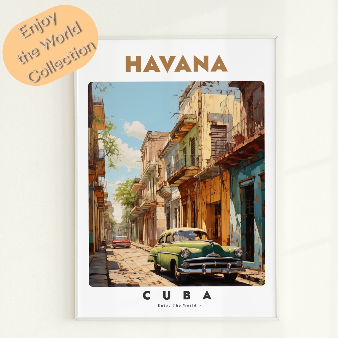 Havana Cuba Classic Car Colonial Street Vintage Travel Poster