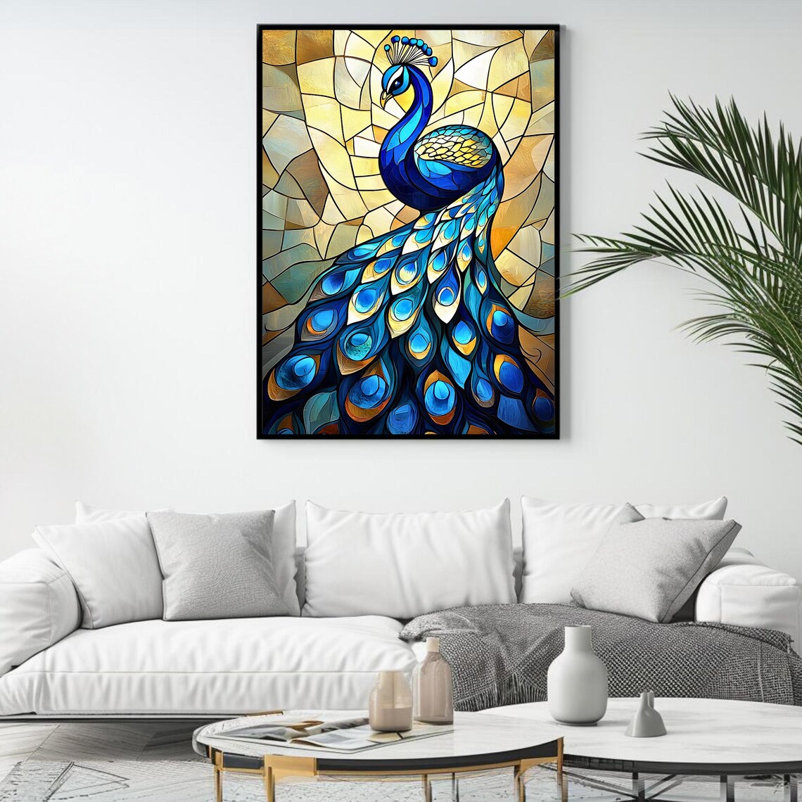 Stained Glass Peacock Elegant Bird Art Print - Image 4
