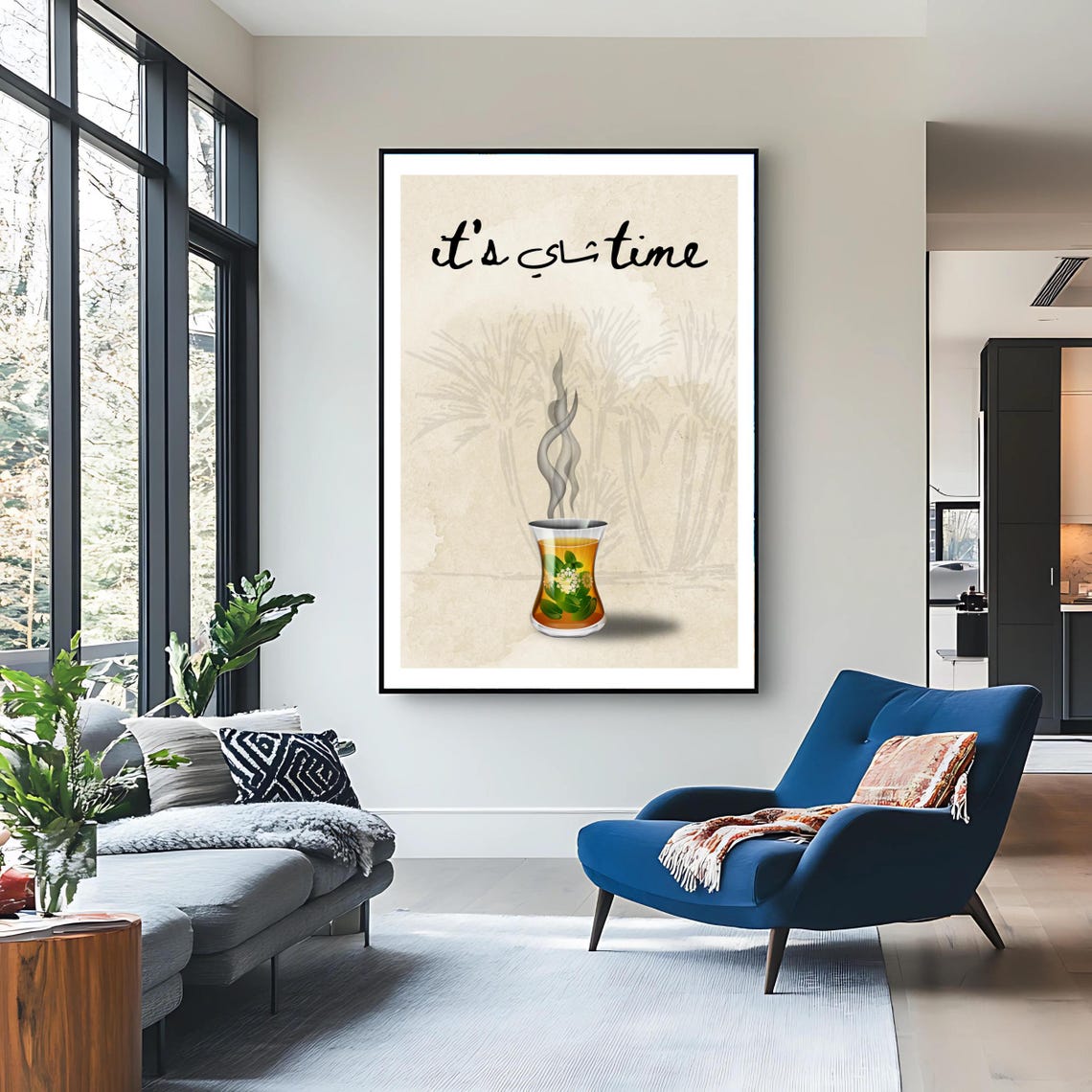 Arabic Tea Art Print Its Time Middle Eastern Calligraphy Wall Decor Tea Lover Gift Art - Image 3