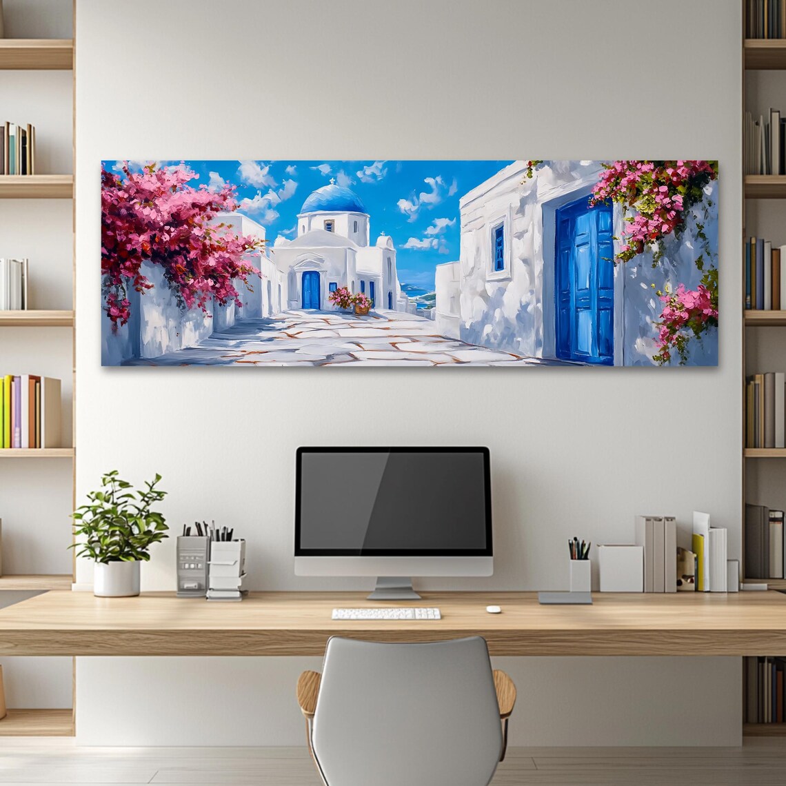 Santorini Travel Poster, Greek Island Art Print - Image 2