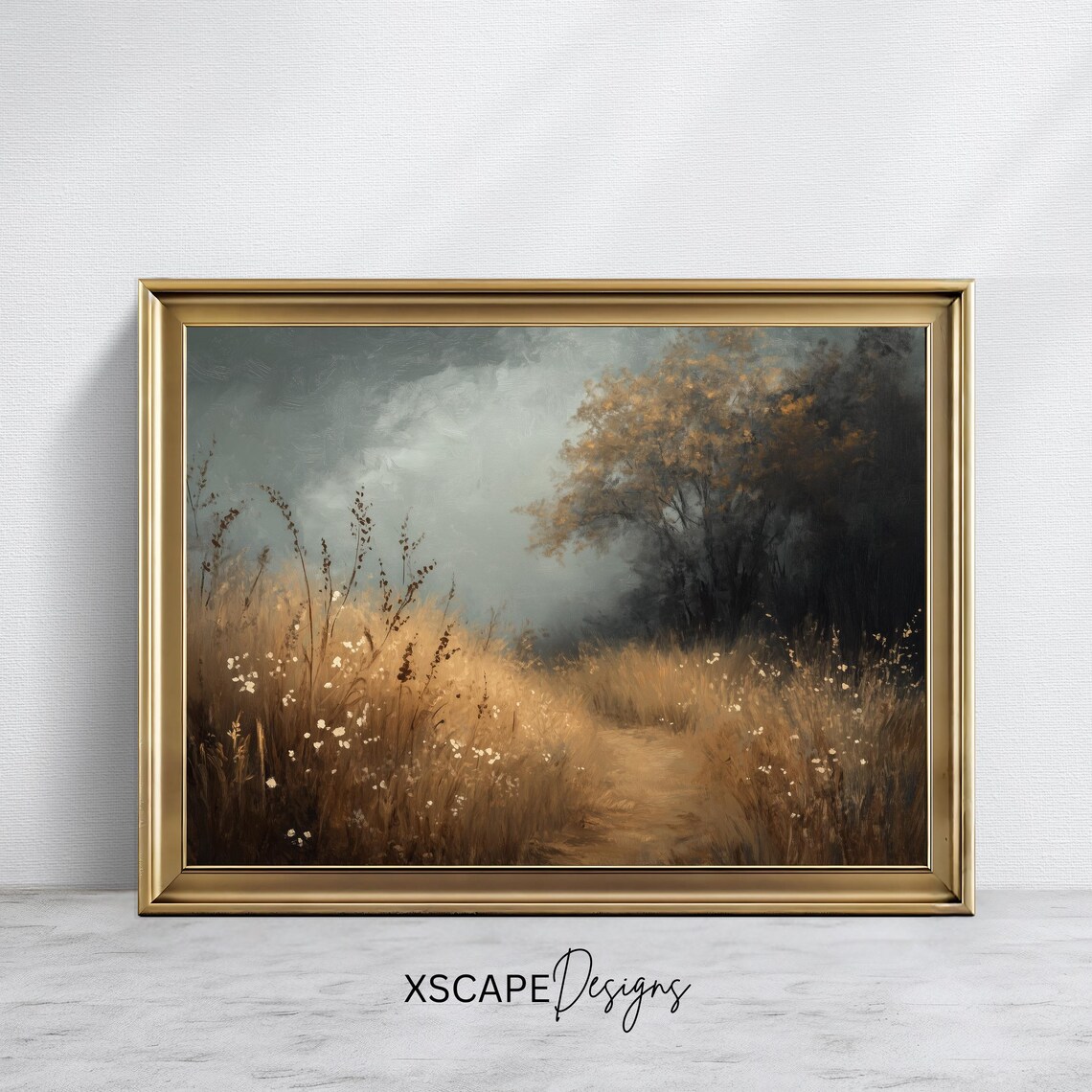 Vintage Meadow Rustic Landscape Art Print