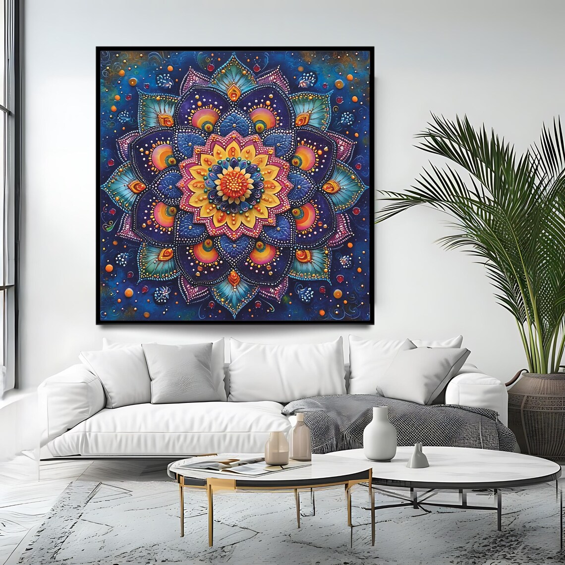 Square Mandala Art, Colorful Boho Wall Decor - Image 4