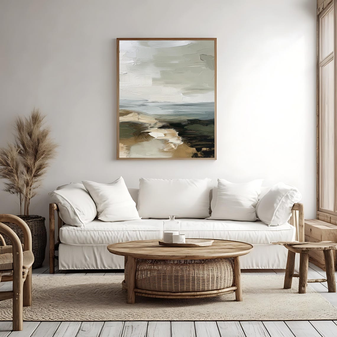 Abstract Neutral Coastal Landscape Soft Beige Ocean Wall Art Poster - Image 4