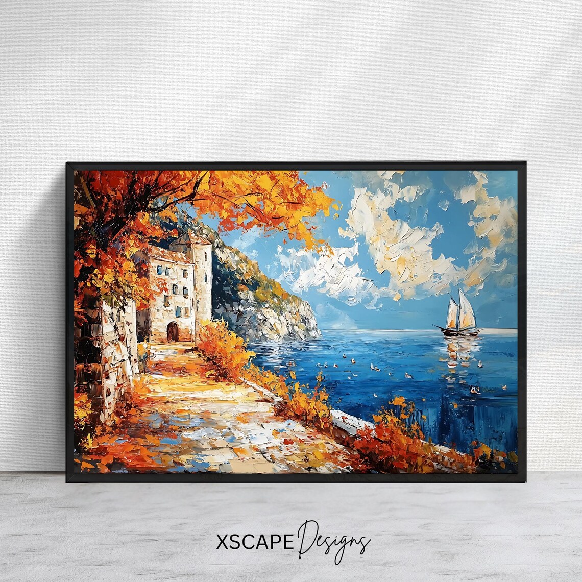 Coastal Autumn Art Print, Mediterranean Landscape