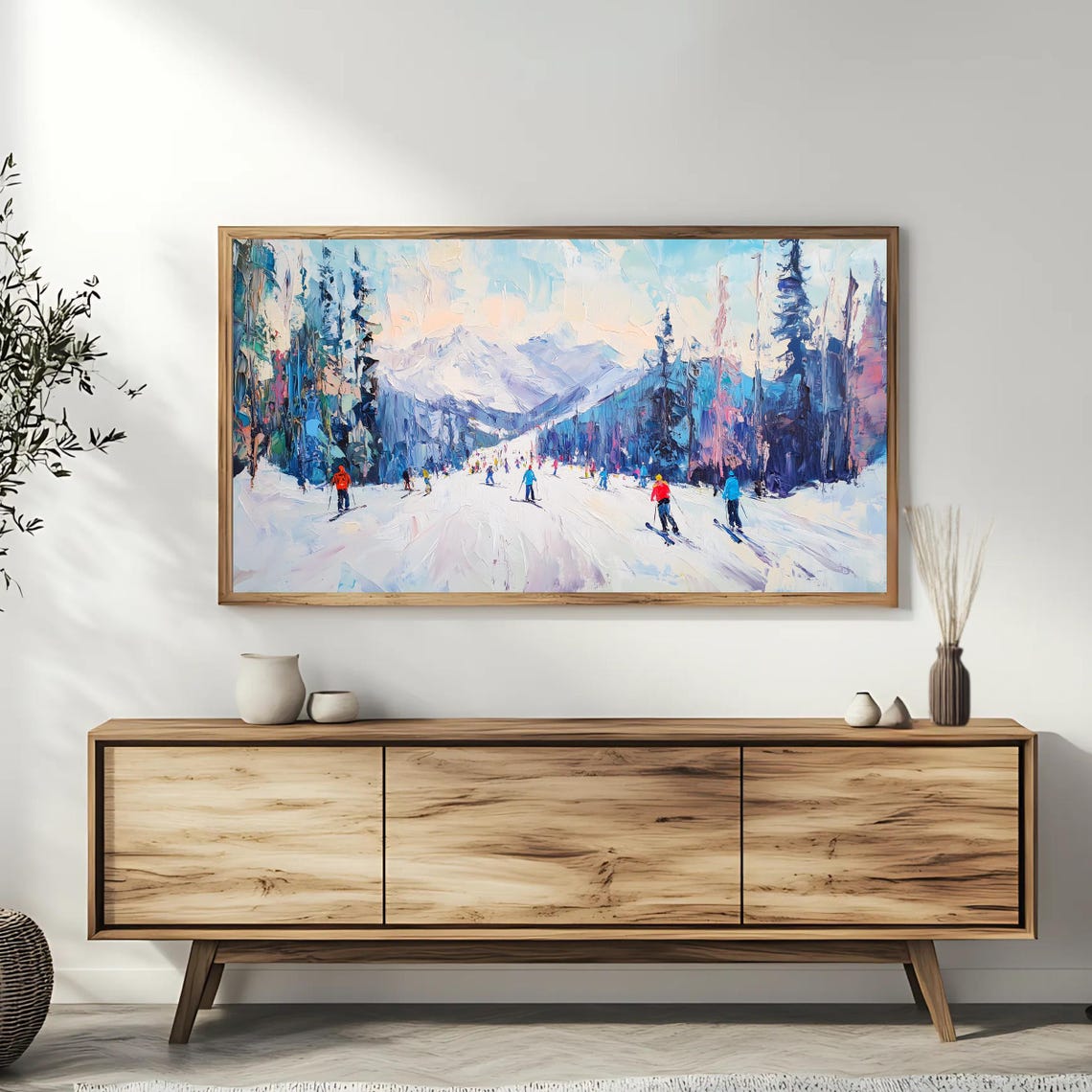 Ski Resort Art Frame Tv Art Winter Frame Artwork Roku Screensaver Snowy Landscape Decor - Image 3