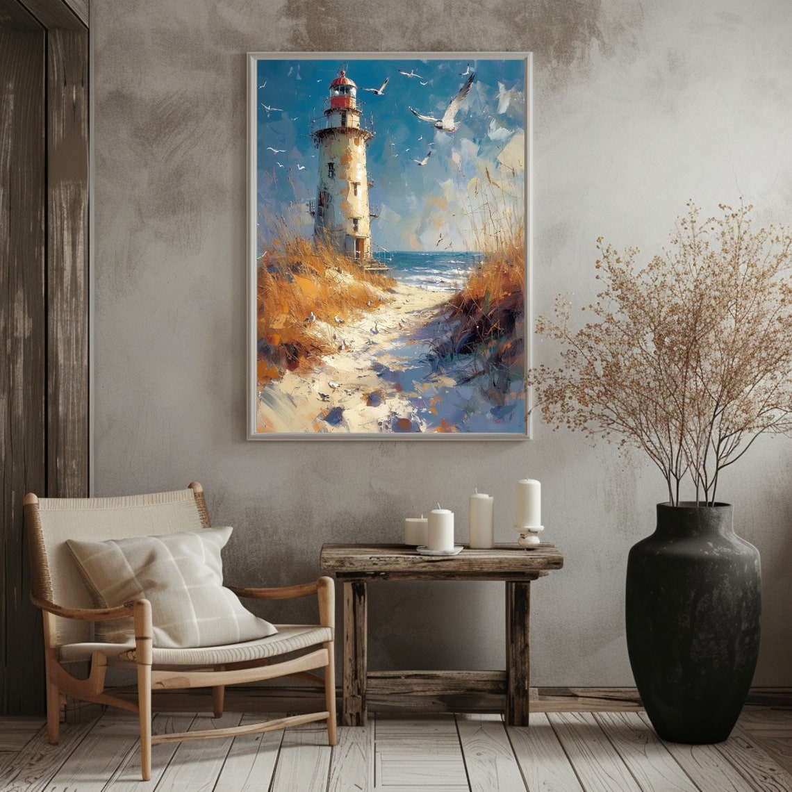 Coastal Lighthouse Wall Art Print Seascape Artwork For Nautical Home Decor - Image 3