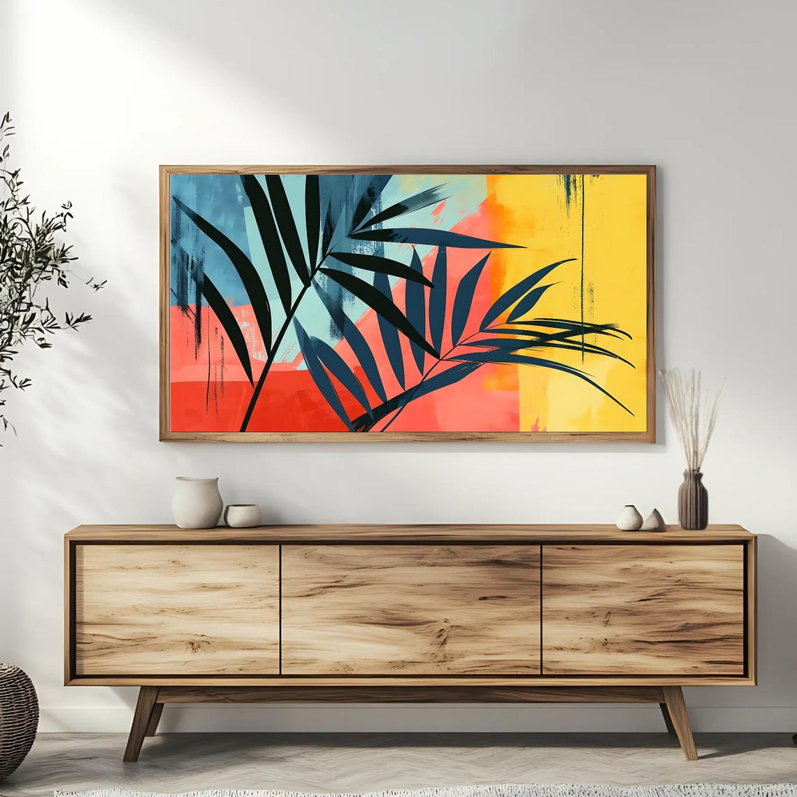 Tropical Palm Leaves Colorful Sunset Abstract Botanical TV Art Poster - Image 3
