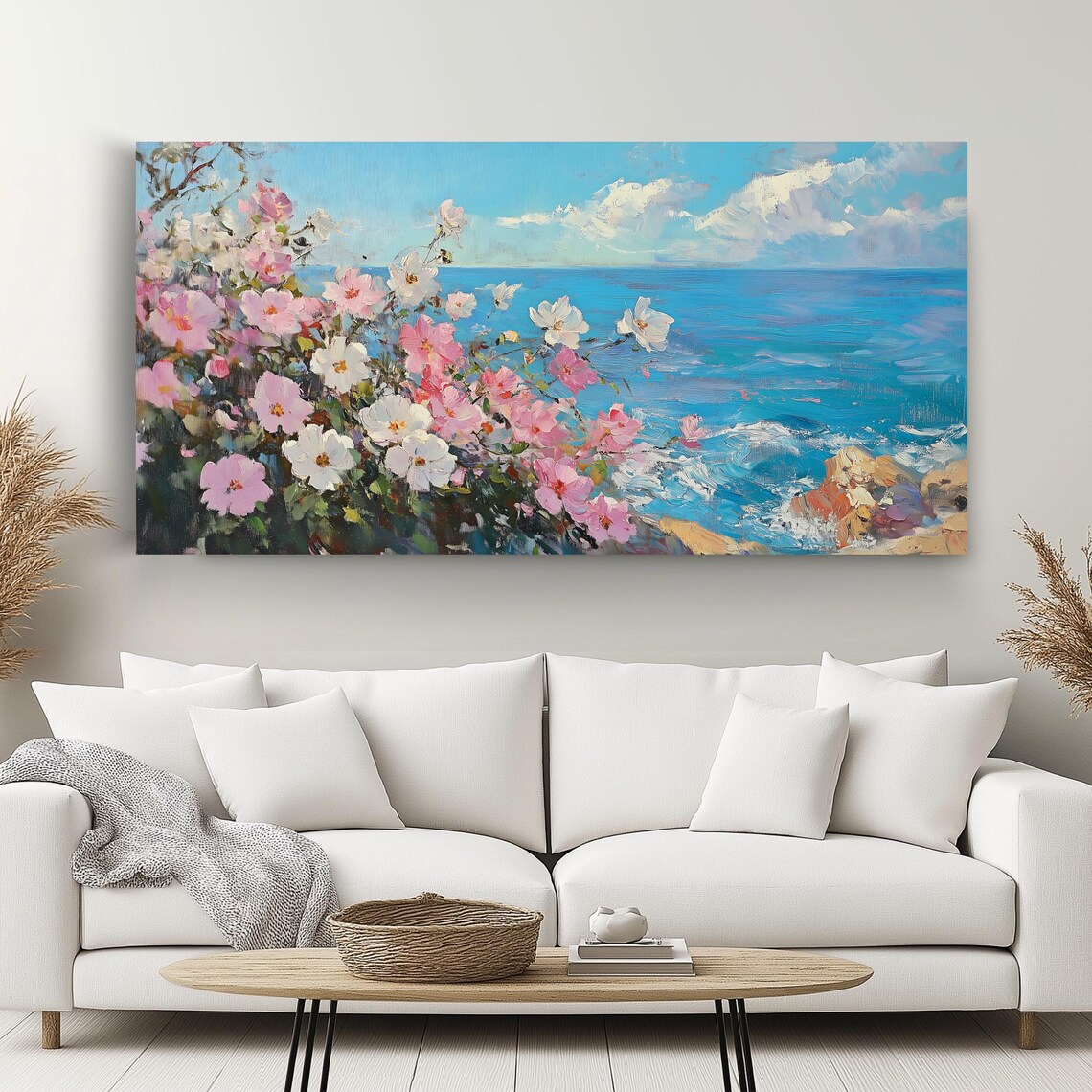 Coastal Flowers Art Print, Panoramic Artwork - Image 2