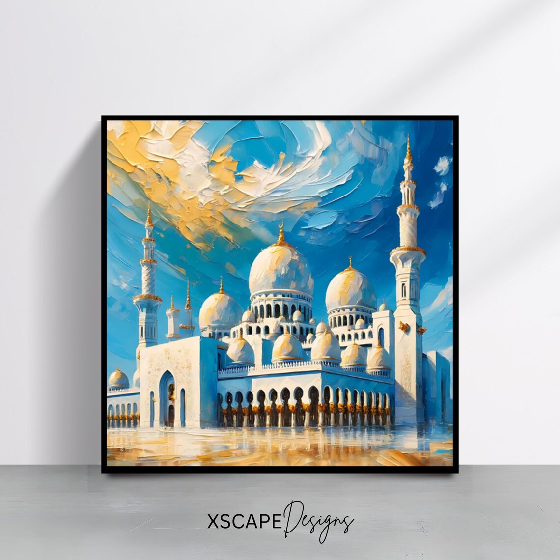 Majestic White Mosque Domes Islamic Architecture Travel Poster