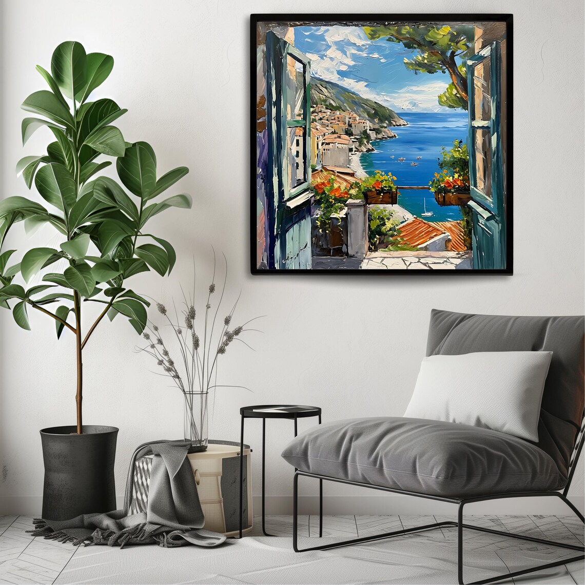 Seaside Door View, Modern Mediterranean Art Print - Image 3